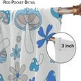 thumbnail image 6 of Boho Mushroom Curtains, Blue White Flower Floral Funny Cute Bohemian Groovy 1970s Rustic Retro Rod Pocket Window Drapes for Kids Bedroom Living Room 55x63in, 6 of 6