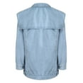 thumbnail image 6 of IROINNID Women's Leisure Short Coat Turndown Lapel Solid Color Denim Jacket Long Sleeve Outwear, Blue, 6 of 9