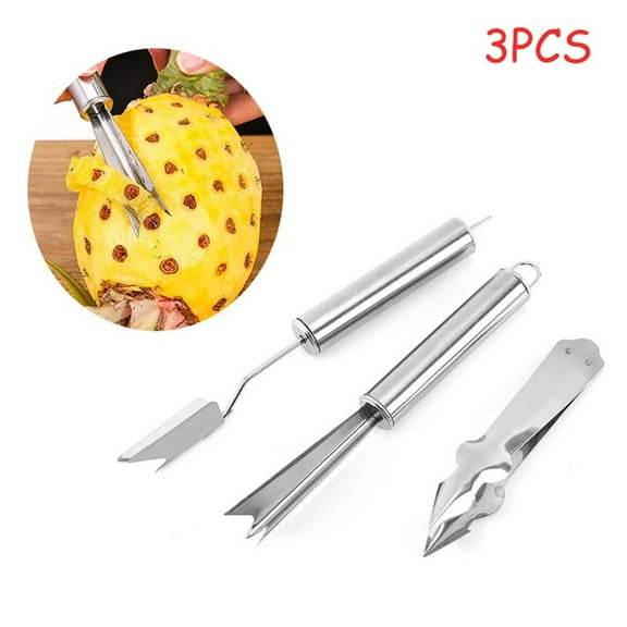 Dsseng 3Pcs Pineapple Eye Cutter，Pineapple Eye Peeler Remover Tool, Stainless Steel Pineapple Eye Clip and V Shape Pineapple Eye Cutter, for Home Kitchen Fruit Store Supermarket