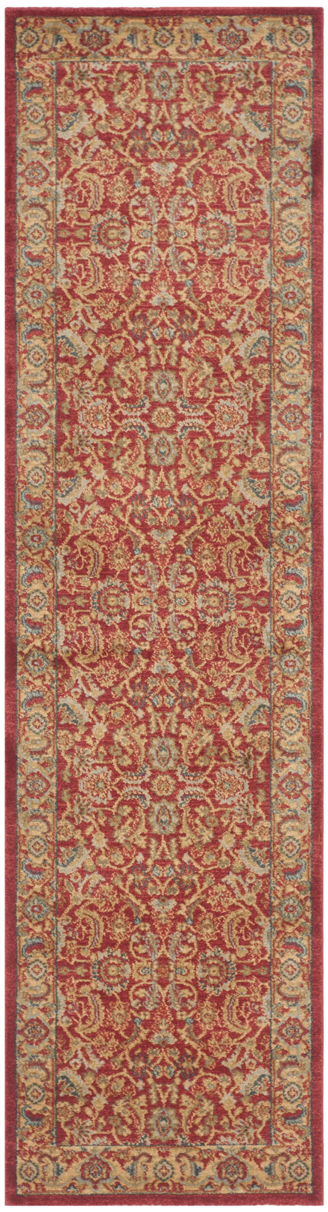 SAFAVIEH Mahal Gorgi Floral Bordered Runner Rug, Red/Natural, 2'2" x 20'