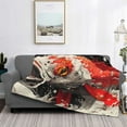 thumbnail image 2 of Qekee Abstract Red Koi Fish Art Print Throw Blanket, Flannel Home Decor, All Season Reversible Sherpa Bedding-60"x50", 2 of 6