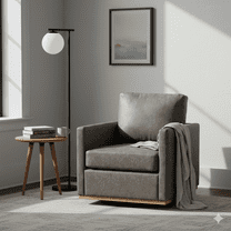 GOMYHOME Modern Square Swivel Accent Chair, Faux Leather Upholstered Living Room Club Chair