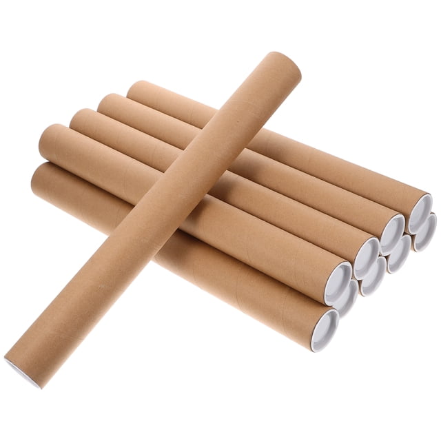 10 Pcs Mailing Tubes With Caps Kraft Paper Poster Tubes Round Cardboard Mailers For Shipping Posters Art Prints Maps Blueprints