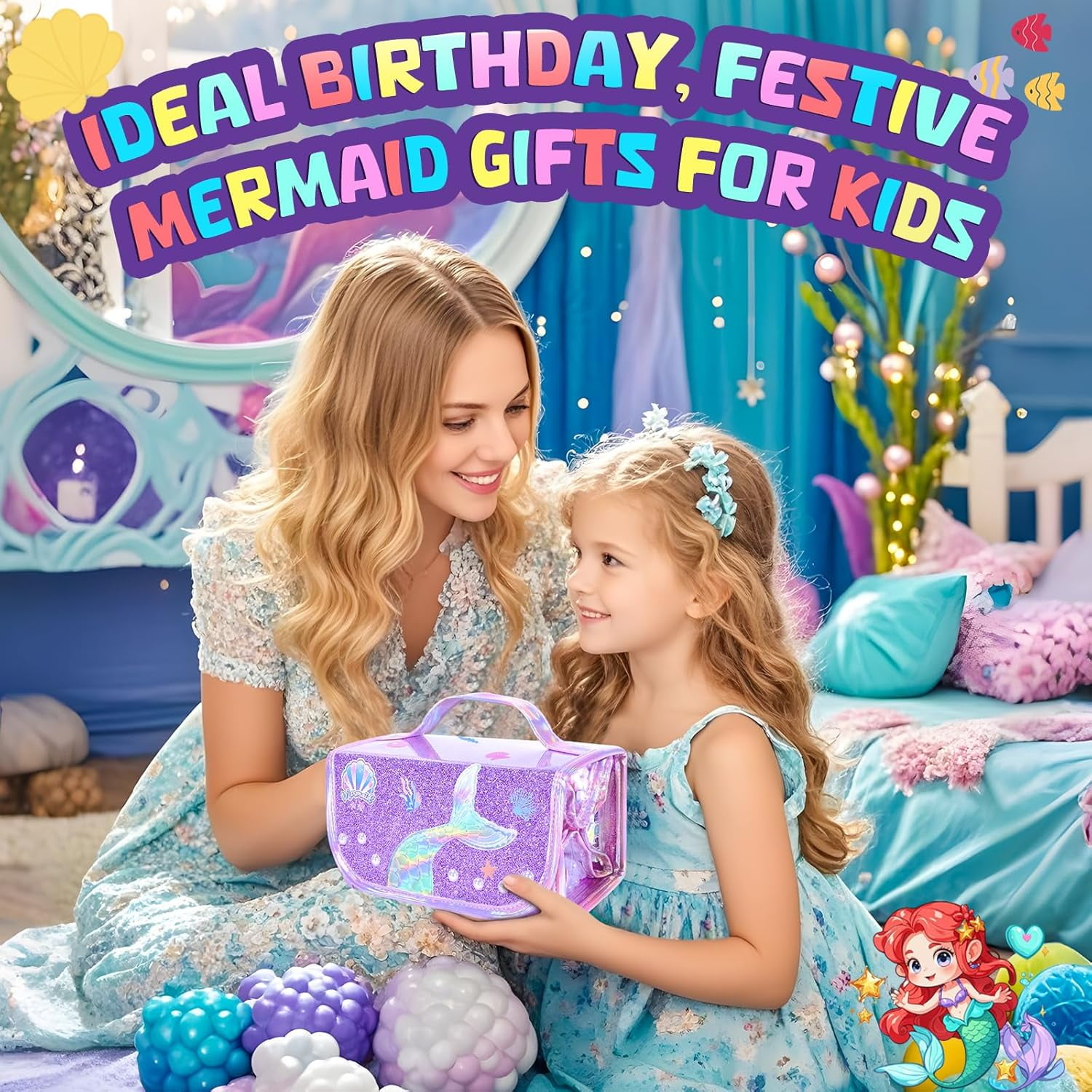 70PCS Mermaid Washable Markers Set with Glitter,Art Supplies for Kids Ages 4-6-8,Drawing Coloring Art Craft Kits for Girls with Marker,Glitter Pens,Crayon,Birthday Gifts Toys for Girls