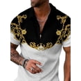 thumbnail image 3 of DYMADE Men Casual Zipper Lapel Short Sleeve Shirt And Shorts 2PCs Set, 3 of 4