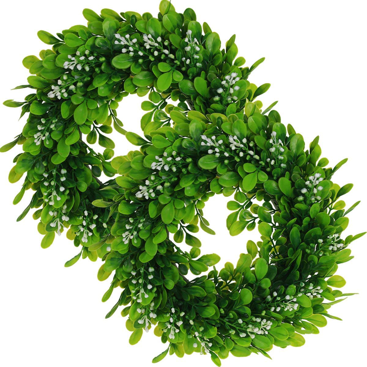 Decorative Year Round Faux Greenery 12 inches Simply Flora Artificial Full Boxwood Wreath 