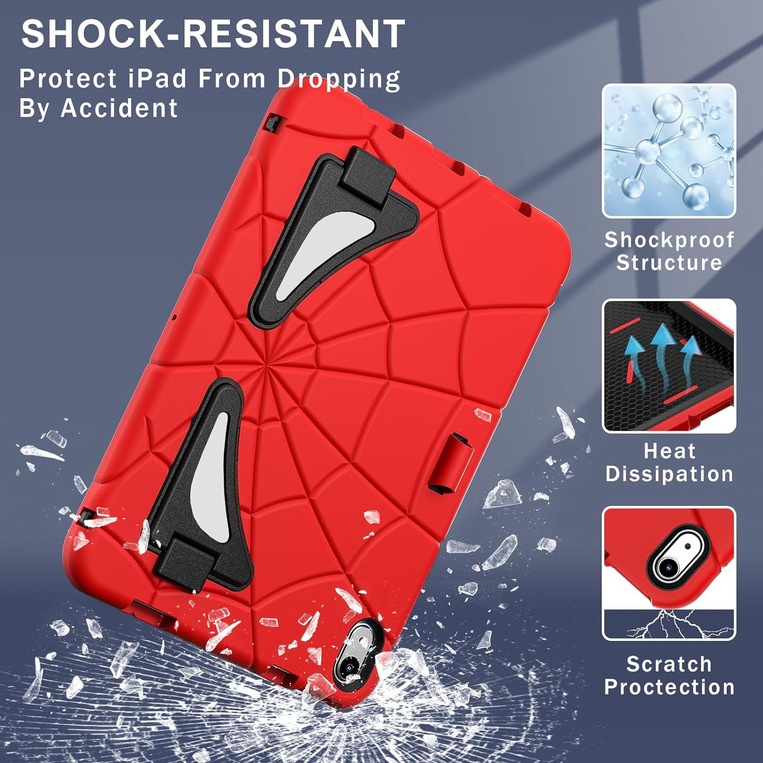 Dteck iPad 10th Generation Case iPad 10.9 Case 2022 New iPad 10th Gen Case for Kids 10.9 Inch Shockproof Protective Cover with Pencil Holder & Shoulder Strap & Kickstand for Kids Children,Red + Black