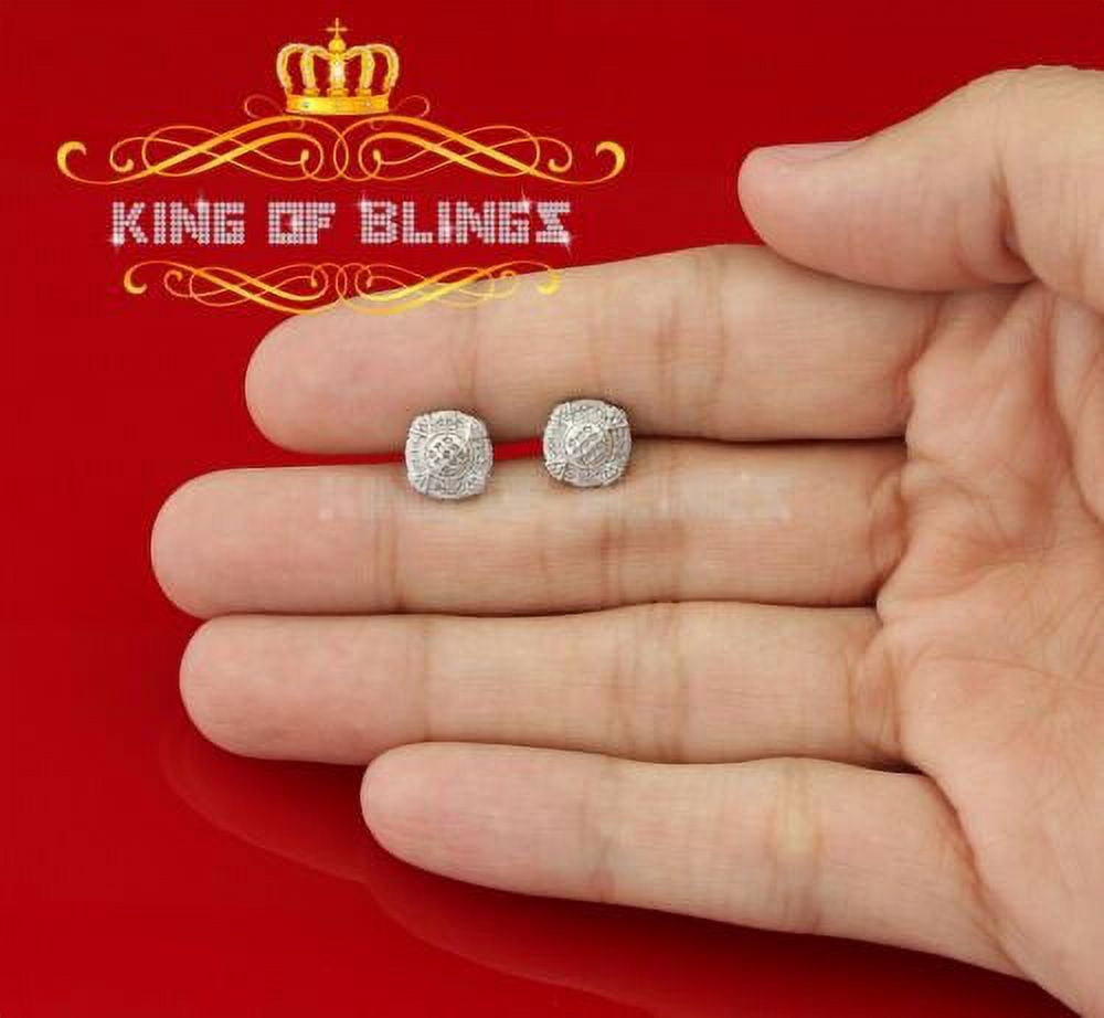 King of Bling's 925 Sterling White Silver 0.25ct Diamond For Women's/ Men's Circle Stud Earrings