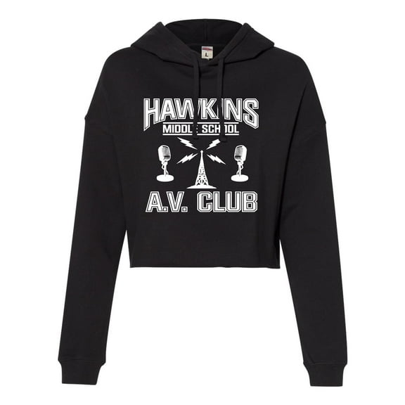 Womens Hawkins Middle School AV Club Cropped Hooded Sweatshirt