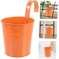 thumbnail image 3 of 3 Pack Metal Hanging Flower Plant Pots, Hanging Flower Pot for Indoor, Orange Fence Hanging Bucket Pots with Detachable Hooks for Railing, Fence, Balcony, 3 of 6