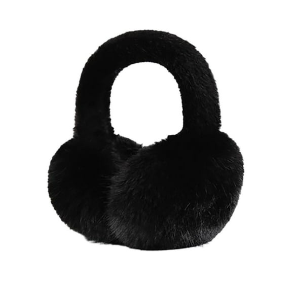 CYSFASHION Ear Muffs for Woman Plush Cold Weather Faux Fur Christmas Gifts for Teens Women Winter Fashion Cover Warmer Men Earmuffs Black