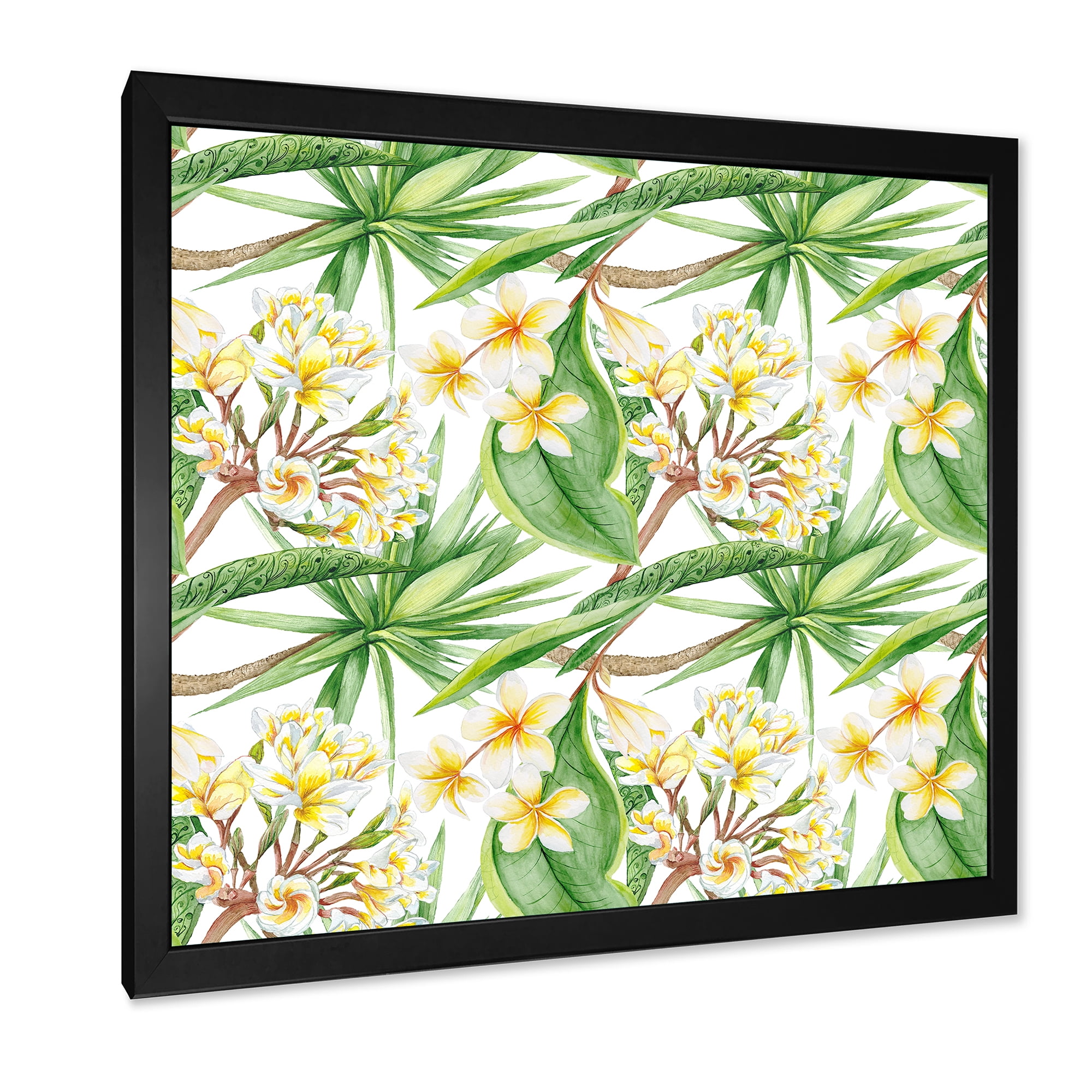 Designart 'Yellow Flowers and Tropical Foliage VI' Modern Framed Art Print
