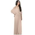 thumbnail image 3 of KOH KOH Long One Off Shoulder Flowy Casual 3/4 Short Sleeve Full Floor Length Cocktail Evening Wedding Party Guest Sexy Tall Maxi Dress Gown For Women Nude Champagne Brown X-Large US 14-16 NT001, 3 of 6