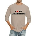 thumbnail image 2 of VBTAPA Valentines Day Gifts for Boyfriend 3/4 Sleeve T-shirt Mens Letter Graphic Tees Lightweight Casual Workout Shirts Khaki XXXXL, 2 of 5