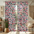 thumbnail image 2 of Vargottam Flowers Print Sheer Curtains for Short Windows Set of 2 Panels, 63" Length, Grommet Top, Printed Georgette, Light Filtering Drapes for Kitchen or Bedroom, 2 of 9