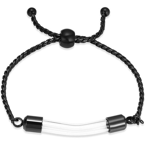 316L Stainless Steel Cremation Bracelet for Ashes - Transparent Glass Tube Urn Bangle Memorial Jewelry for Men Women