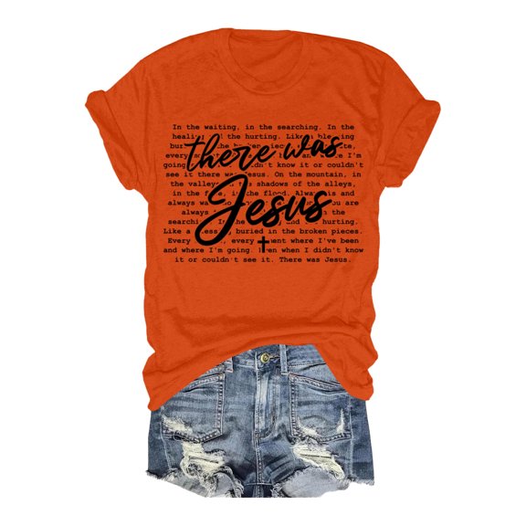 Graphic Tees for Women T-Shirts Women's Casual Loose Crewneck Alphabet Print Short Sleeve Tee Shirt Top Orange S
