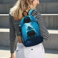 thumbnail image 6 of Honeii Open-Mouthed Shark Print Canvas College Laptop Backpack, Durable Rucksack Travel Notebook Bag School Backpack Book Bag for Men Women-Medium, 6 of 7