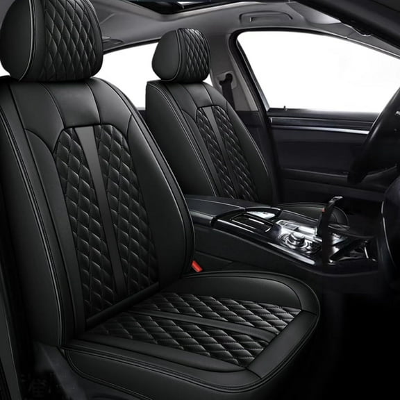 LAONNVIR For Lincoln MKS 2009-2016 Car 5 Seat Covers Cushion Pad Faux Leather (Black)