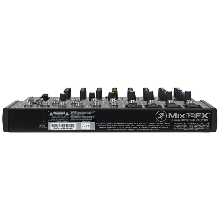 Mackie Mix Series Mix12FX 12-Channel Compact Mixer and Basic Bundle with  XLR Cable + 1/4 Cable + More