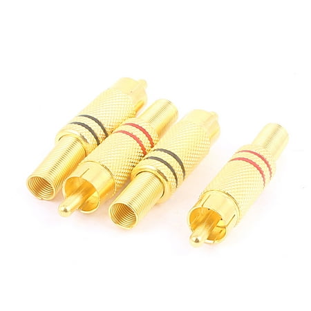 4 Pcs Gold Tone Free Solder RCA Male Plug Audio Video Adapter (Best Solder For Audio Connectors)