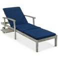 thumbnail image 3 of Best Choice Products 79x26in Acacia Wood Outdoor Chaise Lounge Chair w/ Adjustable Backrest, Table, Wheels - Gray/Navy, 3 of 9