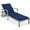 Gray/Navy, variant on Best Choice Products 79x26in Acacia Wood Outdoor Chaise Lounge Chair w/ Adjustable Backrest, Table, Wheels - Cream