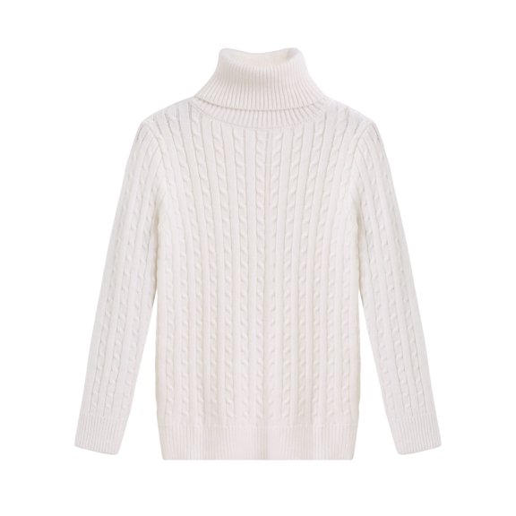 Boy's Turtleneck Cable Knitted &Sweater Slim Fit Pullover Sweater for Kids 6-7Y