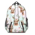 thumbnail image 3 of Highland Cow and Flower Print Backpack for School, Cute School Bag with Adjustable Shoulder Straps and Padded Back, 16.9"x12.6"x5.9", 3 of 5