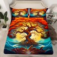 thumbnail image 2 of YST Tree Of Life Sheet Set - Colorful Boho Sheets Watercolor Nature Botanical 3Pcs Twin Size Soft Microfiber Bed Sheets Set for Kids and Adults - 1 Fitted Sheet 1 Top Sheet 1 Pillowcase, 2 of 5