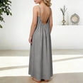 thumbnail image 5 of Girls Dress Backles Slinen-Cotton Dress Summer Boho Trendy 2043 Vacation Casual Flowy Sundresses, 5 of 6