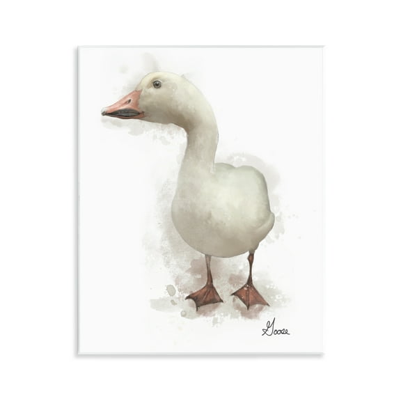 Stupell Industries White Farm Goose Animals Painting Unframed Art Print Wall Art, 11 x 14