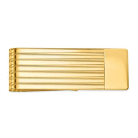 Yellow Gold Carved Money Clip - 14K Yellow Gold Polished Engravable Money Clip