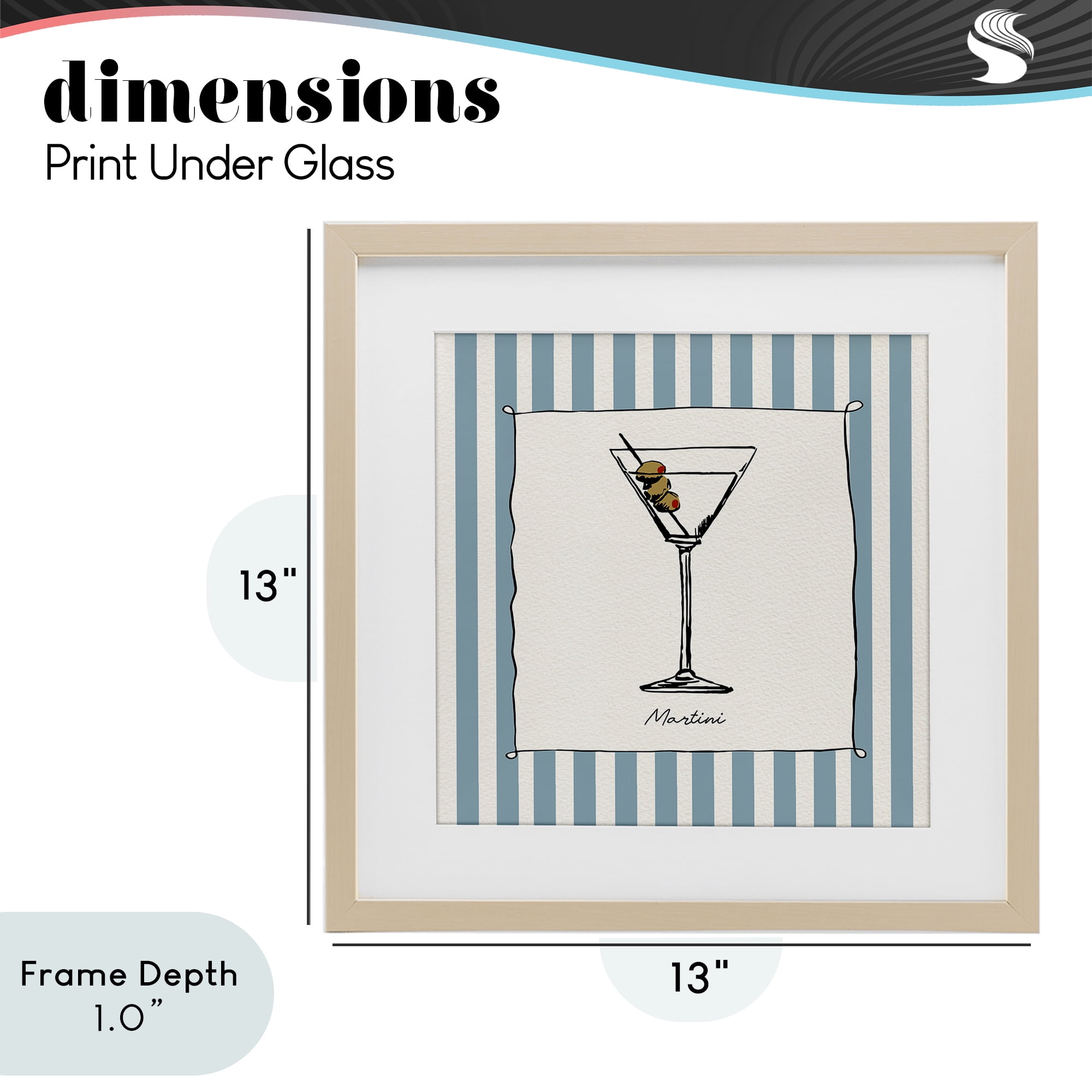 Stupell Industries Martini Summer Stripes Birch Framed Print Under Glass, design by Susan Jill