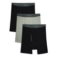 thumbnail image 2 of Fruit of the Loom Men's Boxer Briefs Traditional Fly Assorted - 3pk, Large, BLACK/GREY, 2 of 3