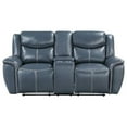 thumbnail image 4 of Pemberly Row 2-piece Faux Leather Upholstered Motion Reclining Sofa Set Blue, 4 of 20