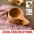 thumbnail image 3 of Natural Coffee Cup with Carabiner & Leather Lanyard - Traditional Hardwood Wooden Nordic Design, 3 of 6