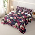 thumbnail image 3 of Homewish Hipple Sugar Skull Quilt Full,Victorian Romantic Rose Full Bedspread Sets,Halloween Duvet,3pcs, 3 of 7