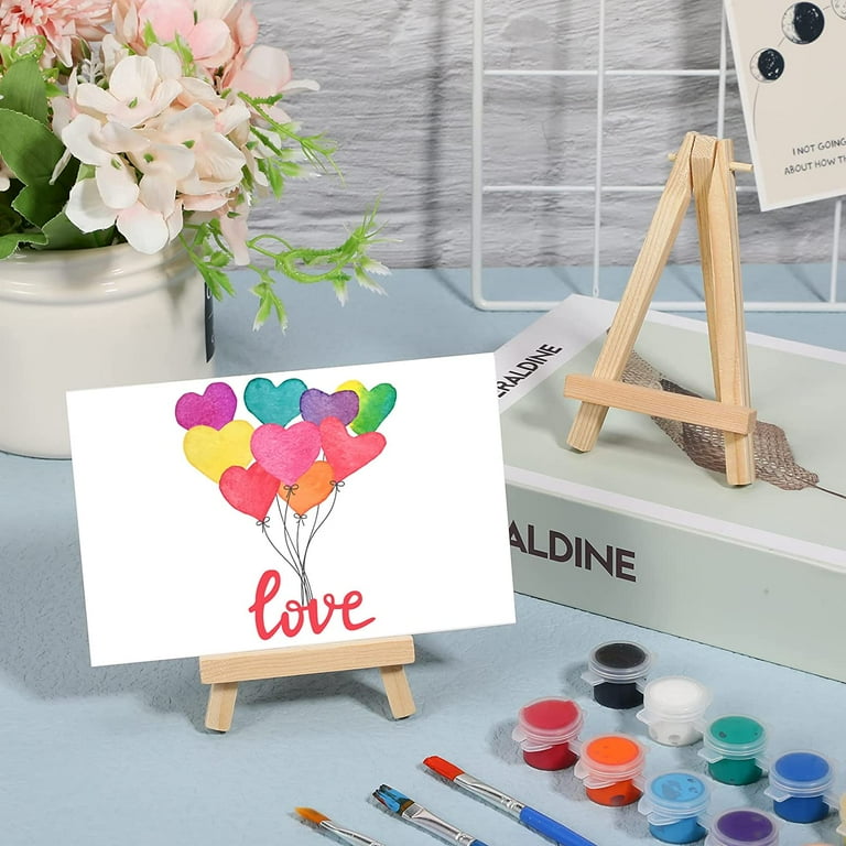 100 Pack Mini Wood Easel Stands – 5 Inch Tall, A-Frame Display For Small Canvases, Photos, Signs & Crafts