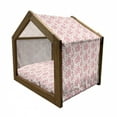 thumbnail image 2 of Coral Pet House, Peonies English Roses Victorian Bouquet Corsage Blossoms Flourish, Outdoor & Indoor Portable Dog Kennel with Pillow and Cover, 5 Sizes, Dark Coral Pale Pink, by Ambesonne, 2 of 5