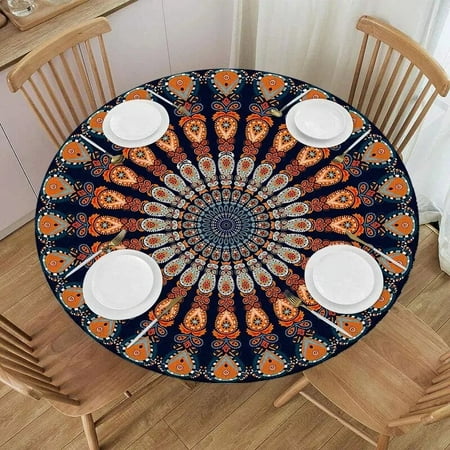 

Mandala Round Tablecloth Waterproof Elastic Dining Table Decoration Accessories Boho Style chen Dining Room Decoration