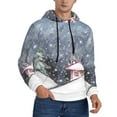 thumbnail image 2 of Wukai Watercolor Winter Landscape For Christmas Print Men Hoodies Fleece Sweatshirts Long Sleeve Sweaters Pullover Fall Outfits Winter Clothes-Large, 2 of 7