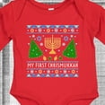 thumbnail image 4 of Inktastic My 1st Chrismukkah Sweater Style with Menorah and Trees Boys or Girls Long Sleeve Baby Bodysuit, 4 of 5