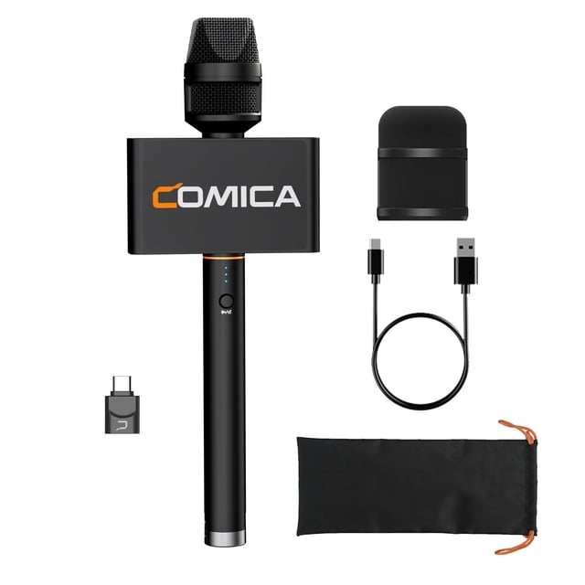 COMICA Revo S Wireless Handheld Microphone, Professional Handheld Interview Microphone for iPhone, USB Type C Android Phones, Laptops, PC, Reporter Mic for Content Creat