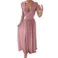 thumbnail image 2 of Ketyyh-chn99 Robes d'Été pour Femmes Plage Grande Taille Robe Évasée à Fleurs Combinaisons Manches à Volants Shorts Robe Courte Rose,P, 2 of 5