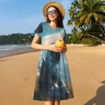 thumbnail image 4 of Haiem Astronaut Contemplating Planet Pattern Women's Short-Sleeve Scoop Neck Swing Dress, 4 of 6