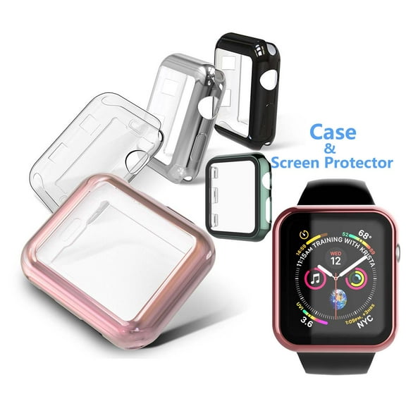 for 44mm Apple Watch Series 4 5 6 SE Nike  Edition Case, Njjex [1-Pack] Built-in Screen Protector Overall Protective Case TPU Ultra-Thin Bumper Flexible Lightweight Cover -Rose Gold