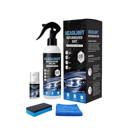 Headlight Restoration Kit 180ml, Remove Yellowing Oxidation & Scratches, Car Headlight Cleaner Polish with UV Protection, DIY Restore Foggy Headlights for Cars Trucks SUVs (1-Pack )