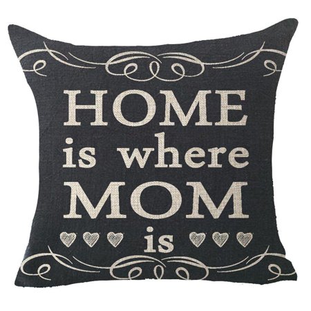 Best wishes mother's day mom gift home is where mom is Throw Pillow Cover Cushion Case Cotton Linen Material Decorative 18 