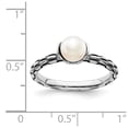 thumbnail image 5 of 925 Sterling Silver Stack Exp. Polished Patterned White FW Cultured Pearl Ring Size: 7; for Adults and Teens; for Women and Men, 5 of 5